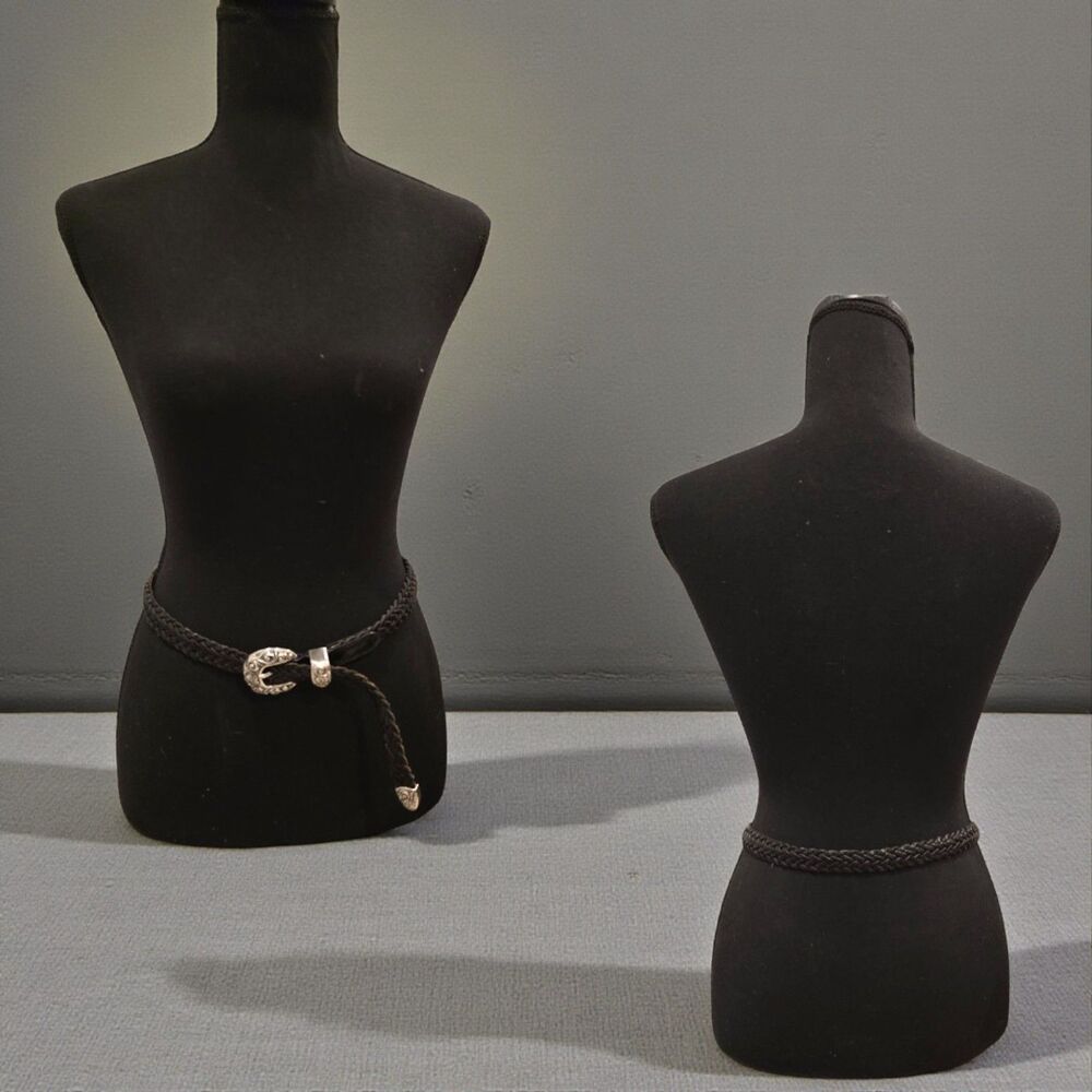 1995 Brighton Braided Leather Belt Vintage Black 35" Medium